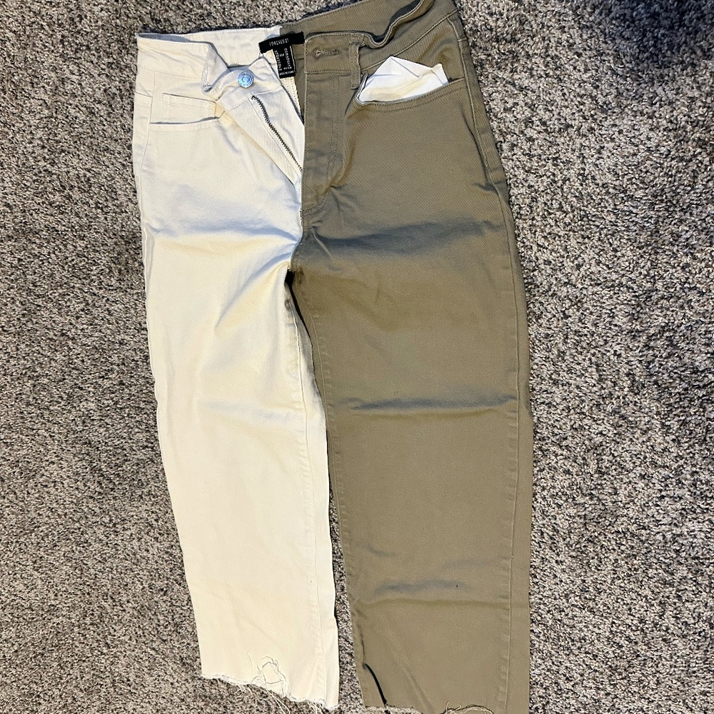 Forever 21 Green and White Dual Color Pants